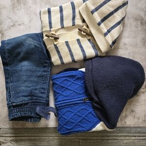 Striped Baby Sweater and Blue Pants Set